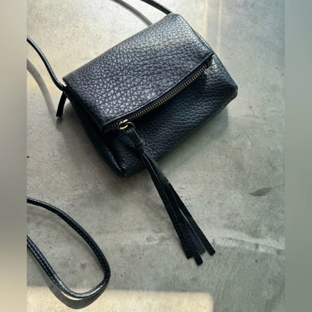 Faux Leather Tassel Mini Crossbody Zipper Purse - Picture 3 of 5